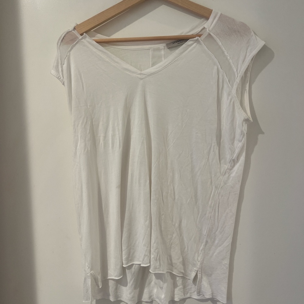 All Saints White V-Neck Tank Top